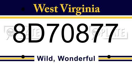 8D70877 West Virginia License Plate
