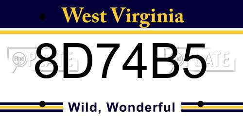 8D74B5 West Virginia License Plate