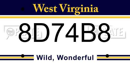 8D74B8 West Virginia License Plate