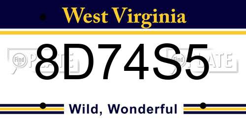 8D74S5 West Virginia License Plate
