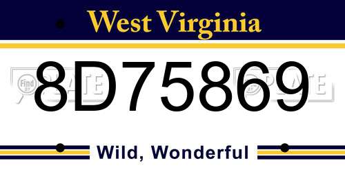 8D75869 West Virginia License Plate