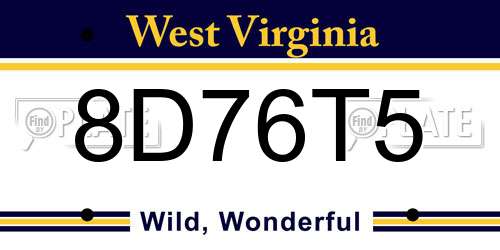 8D76T5 West Virginia License Plate