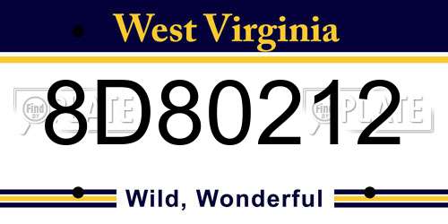 8D80212 West Virginia License Plate