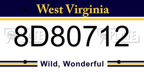 8D80712 West Virginia License Plate