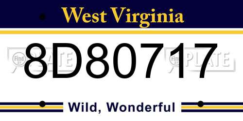 8D80717 West Virginia License Plate