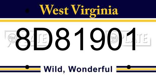 8D81901 West Virginia License Plate