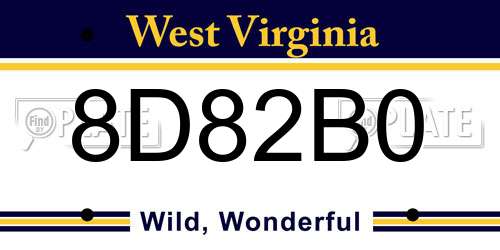 8D82B0 West Virginia License Plate