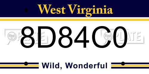 8D84C0 West Virginia License Plate