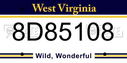 8D85108 West Virginia License Plate