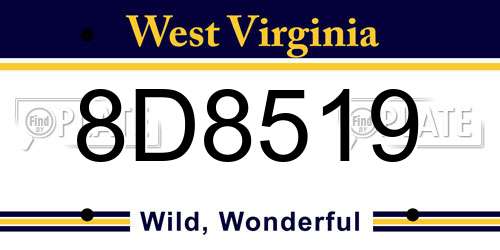 8D8519 West Virginia License Plate