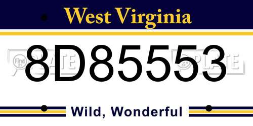 8D85553 West Virginia License Plate