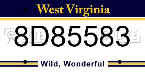 8D85583 West Virginia License Plate