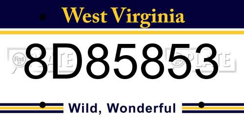 8D85853 West Virginia License Plate