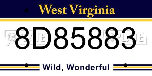 8D85883 West Virginia License Plate