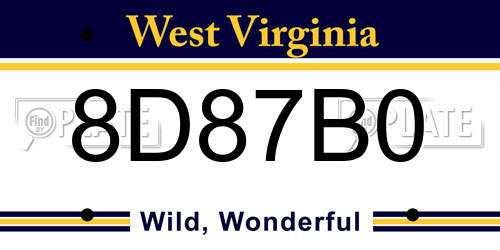 8D87B0 West Virginia License Plate