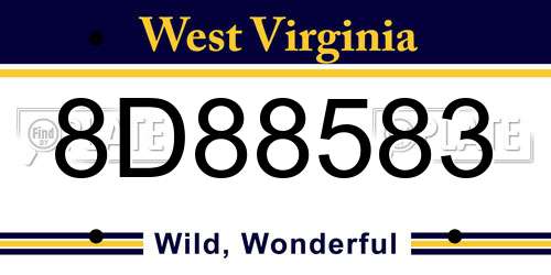 8D88583 West Virginia License Plate