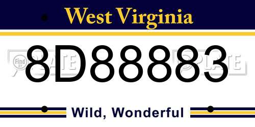 8D88883 West Virginia License Plate