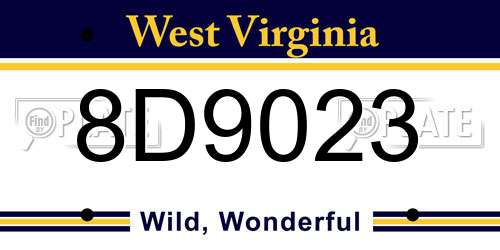 8D9023 West Virginia License Plate