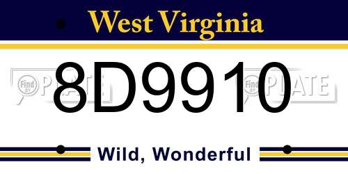 8D9910 West Virginia License Plate