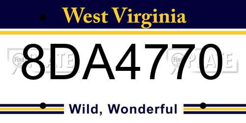 8DA4770 West Virginia License Plate