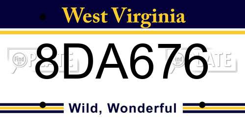 8DA676 West Virginia License Plate