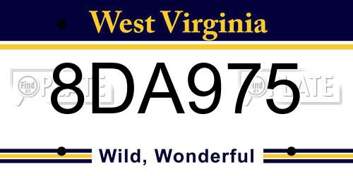 8DA975 West Virginia License Plate