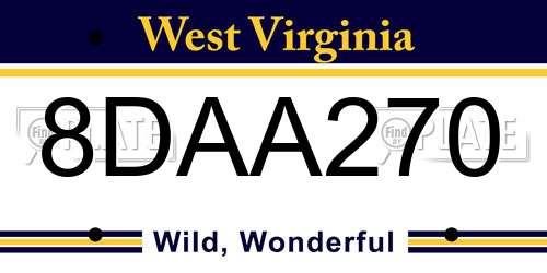 8DAA270 West Virginia License Plate