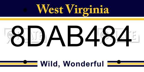 8DAB484 West Virginia License Plate
