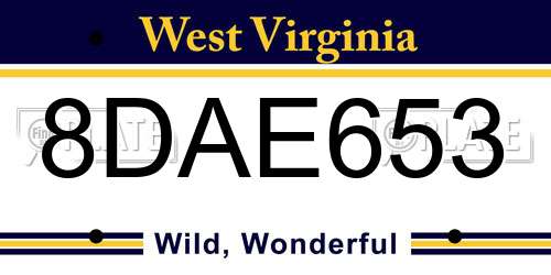 8DAE653 West Virginia License Plate