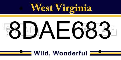 8DAE683 West Virginia License Plate