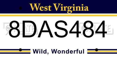 8DAS484 West Virginia License Plate
