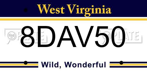 8DAV50 West Virginia License Plate