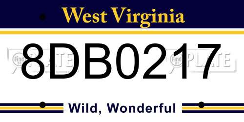 8DB0217 West Virginia License Plate