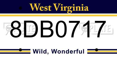 8DB0717 West Virginia License Plate