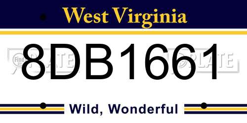 8DB1661 West Virginia License Plate