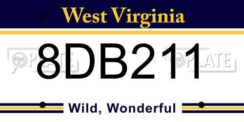 8DB211 West Virginia License Plate