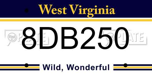 8DB250 West Virginia License Plate