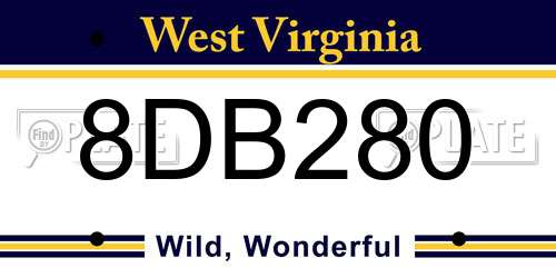 8DB280 West Virginia License Plate