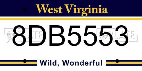 8DB5553 West Virginia License Plate