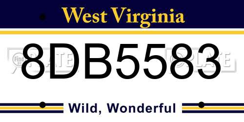 8DB5583 West Virginia License Plate