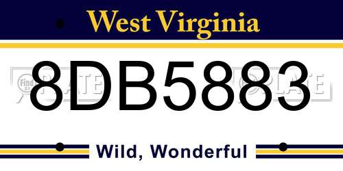 8DB5883 West Virginia License Plate