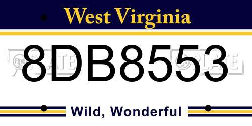 8DB8553 West Virginia License Plate