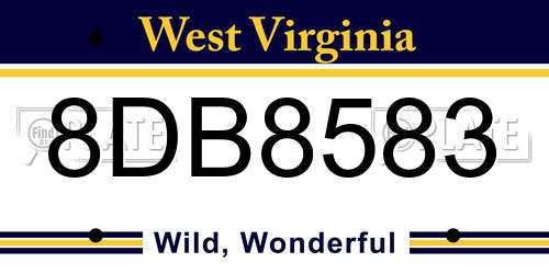 8DB8583 West Virginia License Plate