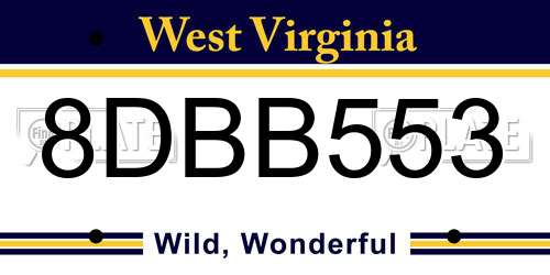 8DBB553 West Virginia License Plate
