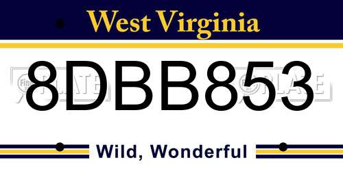 8DBB853 West Virginia License Plate
