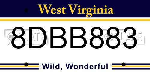 8DBB883 West Virginia License Plate