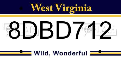 8DBD712 West Virginia License Plate
