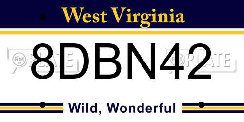8DBN42 West Virginia License Plate