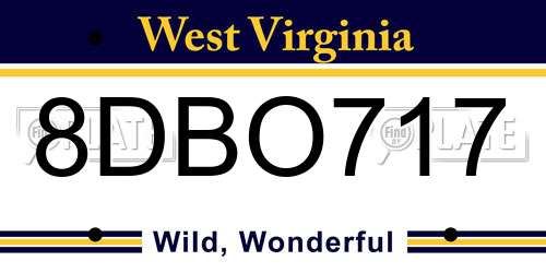 8DBO717 West Virginia License Plate