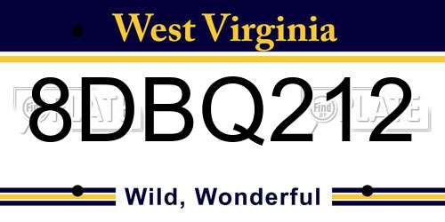 8DBQ212 West Virginia License Plate